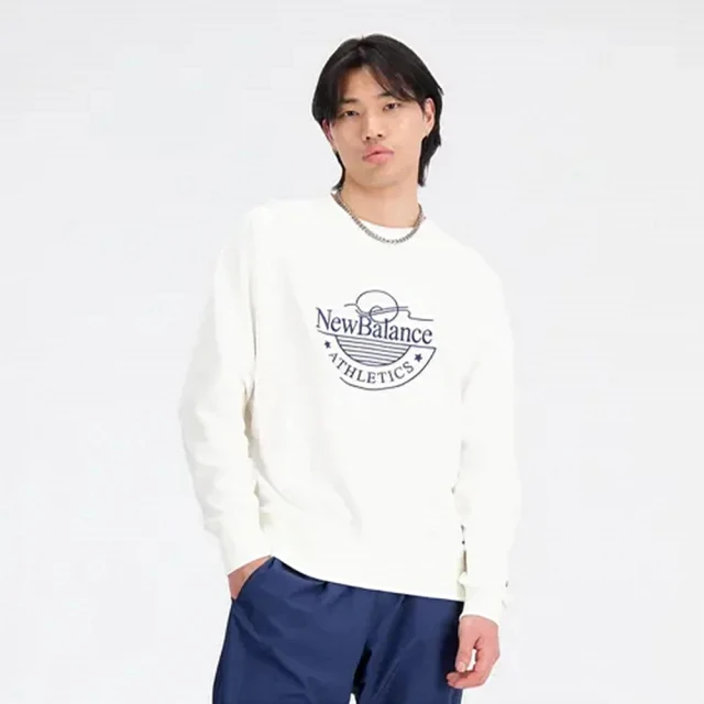 NEW BALANCE NB 上衣 男款 長袖上衣 運動 大學T 亞規 白 AMT33506SST