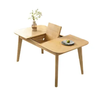 【AOTTO】北歐風多功能可伸縮實木餐桌(餐桌 客廳桌)