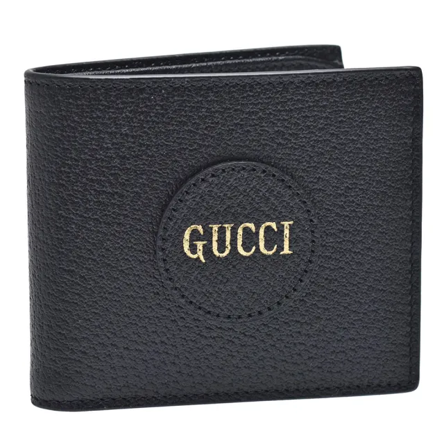【GUCCI 古馳】經典品牌LOGO牛皮摺疊短夾(黑色644100-DJ20N-1000)