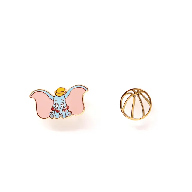 【Lotin 羅婷】小飛象-馬戲團小飛象皮球-針式耳環(迪士尼、飾品、項鍊、小飛象、針式耳環)