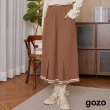 【gozo】gozo三次方華夫格學院風圓裙(兩色)