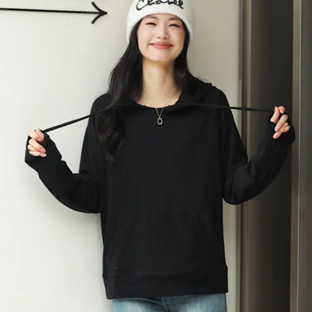 【Amirr 艾米爾】★連帽休閒帶口袋衛衣(女上衣/長袖/帽T)