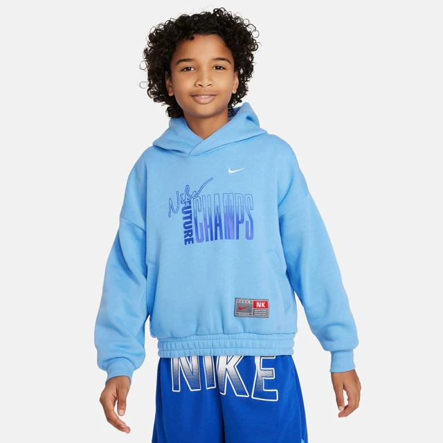 NIKE 耐吉 上衣 大童 男女童 長袖上衣 帽T 運動 K NK C.O.B. FLC PO HOODIE 藍 FN8355-412