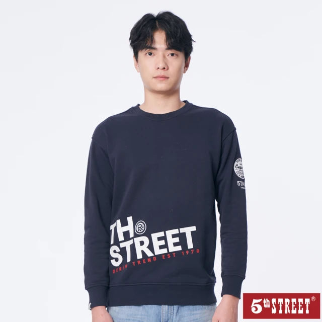 5th STREET 男裝寬版動物窺腳繡圖短袖T恤-黑色(山