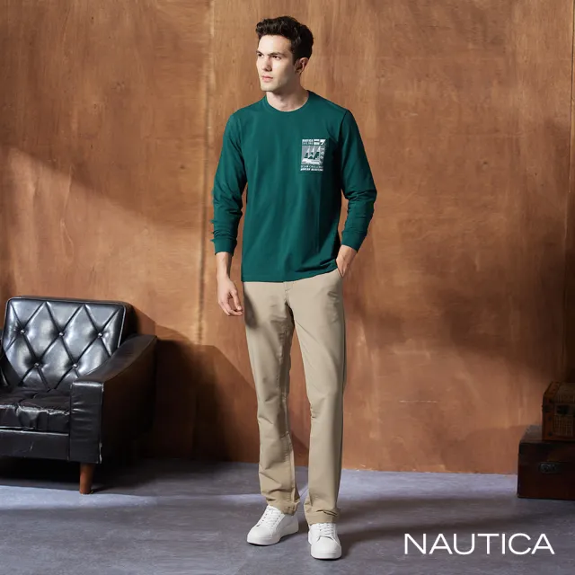 【NAUTICA】男裝 舒適素面彈性長褲(卡其)