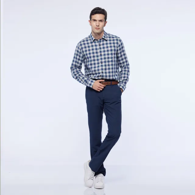 【NAUTICA】男裝 舒適素面彈性長褲(深藍)