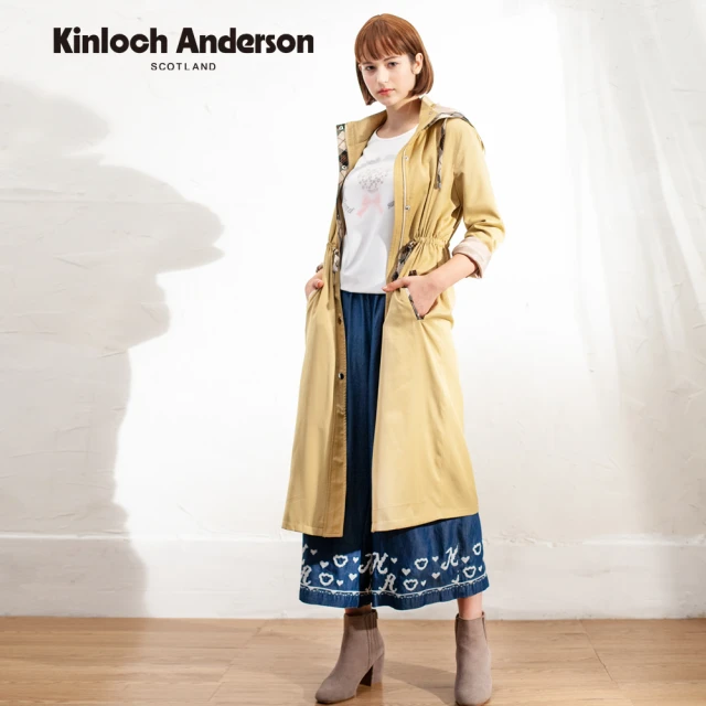 Kinloch Anderson 顯瘦收腰連帽長版風衣外套 金安德森女裝(KA1066005 芥黃/嫩粉)