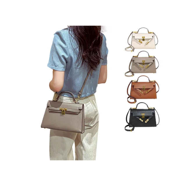 【SPRING】-時尚簡約凱莉包肩背包凱莉鎖釦包-多色(時尚鎖釦凱莉包)