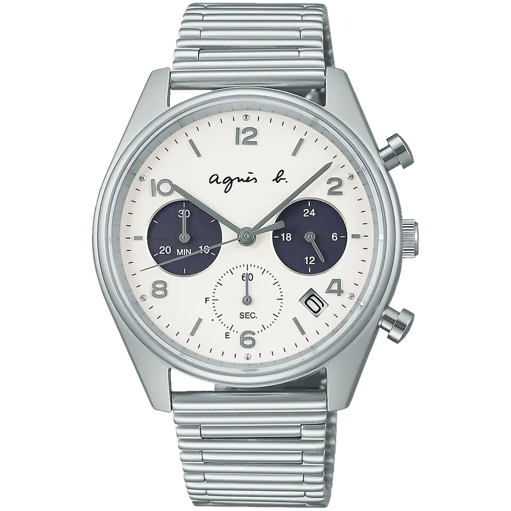 【agnes b.】法式簡約太陽能計時手錶-40mm(VR42-KBK0S/BZ5015X1)