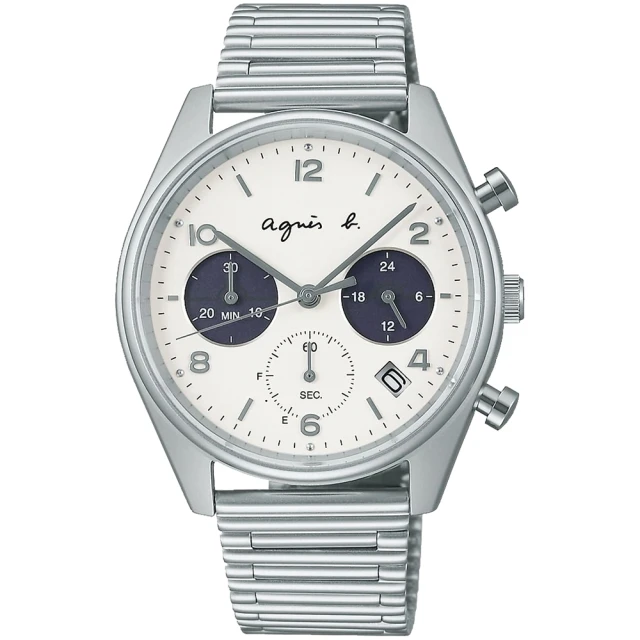 agnes b. 法式簡約太陽能計時手錶-40mm(VR42