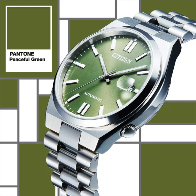 【CITIZEN 星辰】Mechanical系列 PANTONE限定款 沉穩綠 機械腕錶 母親節 禮物(NJ0158-89Z)