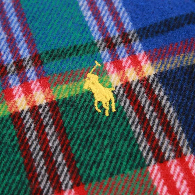 【RALPH LAUREN】POLO刺繡小馬羊毛流蘇圍巾(2色任選)