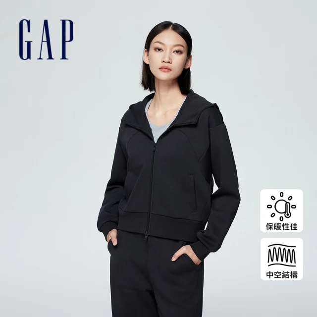 GAP 女裝 Logo連帽外套-黑色(891632)