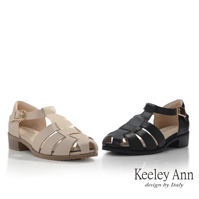 【Keeley Ann】編織扣帶包頭涼鞋(奶茶色384223135)