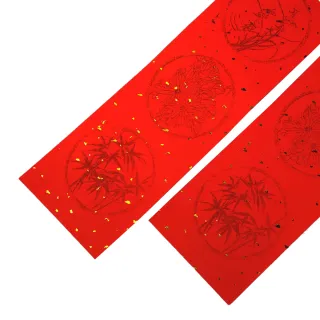 【全勝】中華筆莊 灑金七字春聯3張入 15x105cm(空白春聯紙/過年/春節/新年/書法)