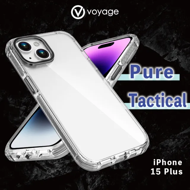【VOYAGE】iPhone 15 Plus 6.7 超軍規防摔保護殼-Pure Tactical 黑(環保塑料 兩年抗黃保證)