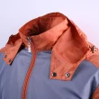 【ROBERTA諾貝達】防潑水 雙色拼接可拆式帽運動防風外套(橘色)