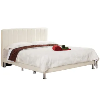 【Hampton 漢汀堡】諾爾斯6尺皮面雙人床架-米白(一般地區免運費/床組/雙人床)