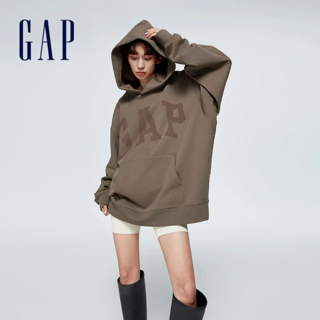 GAP 女裝 Logo印花連帽牛仔外套-海軍藍(840932