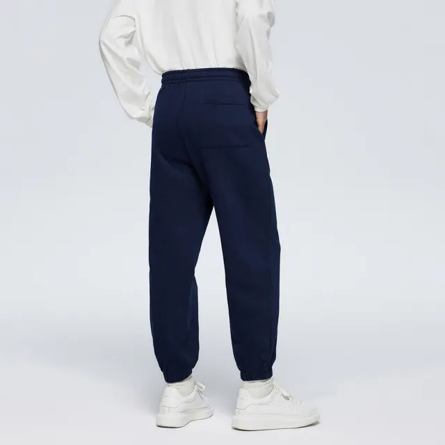 【GAP】男裝 Logo束口鬆緊棉褲 碳素軟磨法式圈織系列-海軍藍(889521)