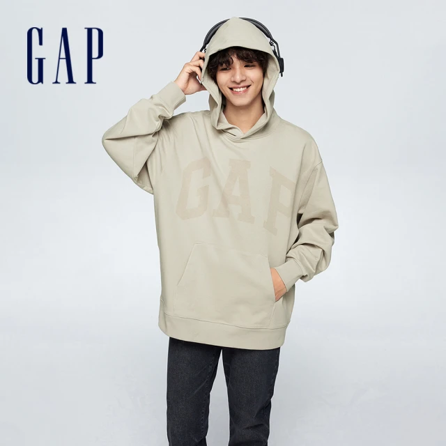 GAP 男裝 Logo純棉帽T-深灰色(837458)優惠推