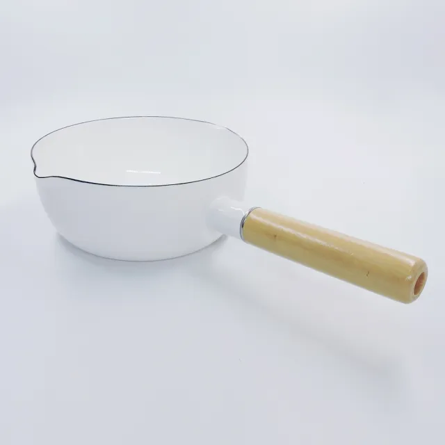 【LIFE SHOP】日式加厚琺琺瑯鍋 /白色 /18cm(牛奶鍋 泡麵鍋 露營鍋 琺瑯鍋 單柄鍋)