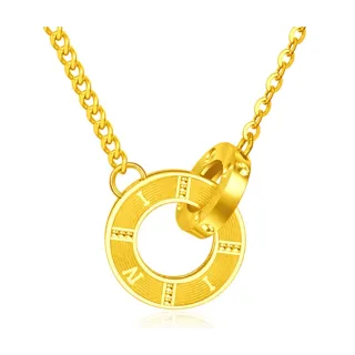 【周大福】ING系列 雙圈相扣黃金項鍊_計價黃金(鍊長40cm)