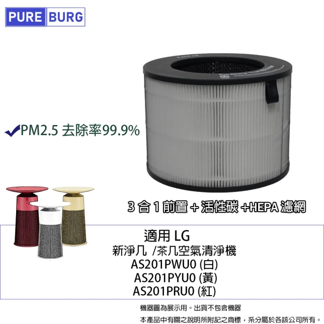 【PUREBURG】適用LG樂金AeroFurniture AS201PWU0 AS201PYU0 新淨几 茶几空氣清淨機HEPA濾網濾芯