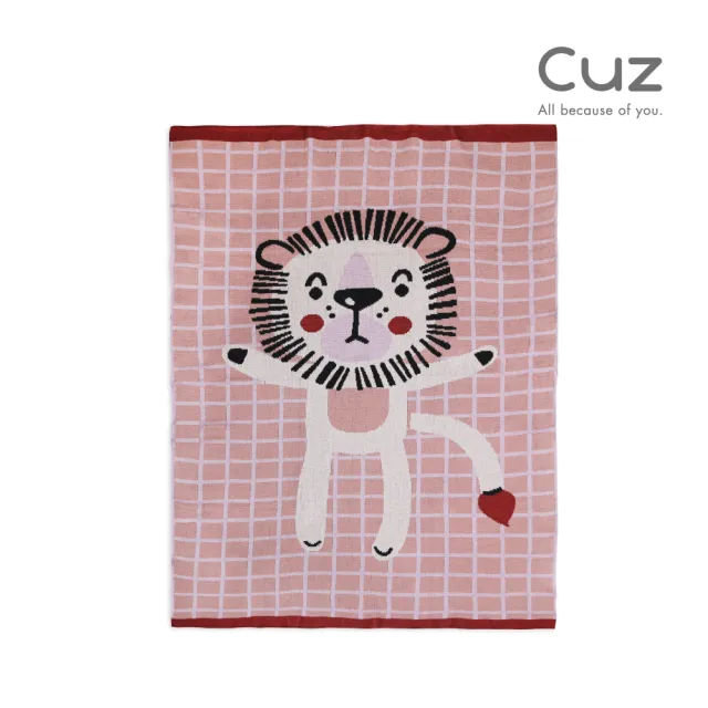 【Cuz】印度有機棉織毯 小獅畫格子