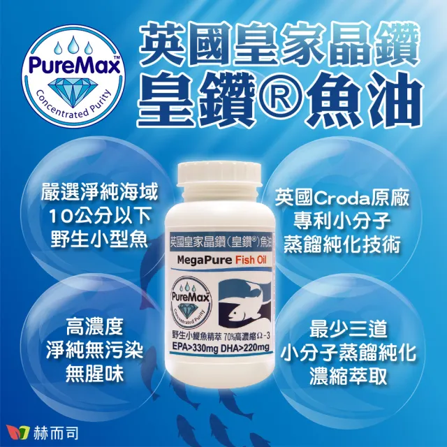 【赫而司】EPA+DHA緩釋魚油550mg 2罐(共120顆英國皇鑽小鯷魚分子蒸餾無腥味高濃度Omega-3)