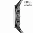 【FOSSIL 官方旗艦館】Sullivan 黑光環多功能三眼指針手錶 黑色不鏽鋼錶帶 44MM BQ2856