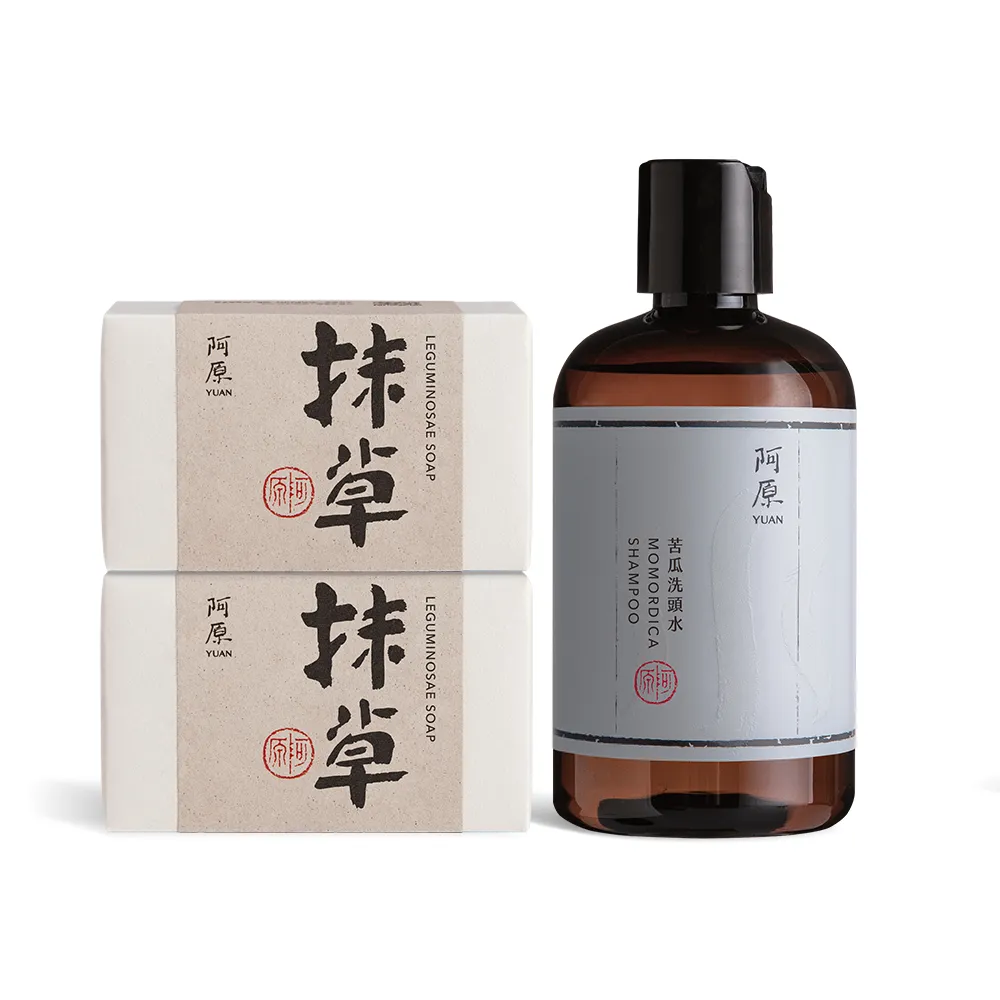 【阿原】抹草皂-115gx2+苦瓜洗頭水-250mL(青草藥製成手工皂)