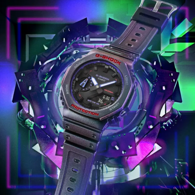 【CASIO 卡西歐】G-SHOCK 虛擬世界 遊戲玩家 八角形雙顯錶(GA-2100AH-6A)