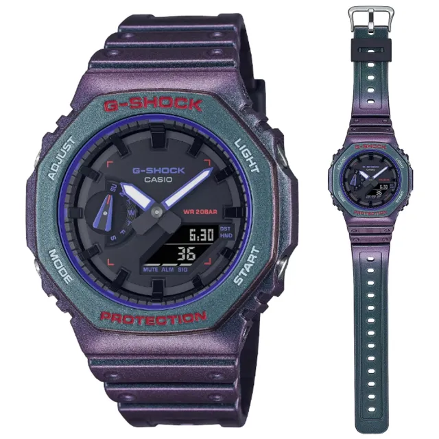 【CASIO 卡西歐】G-SHOCK 虛擬世界 遊戲玩家 八角形雙顯錶(GA-2100AH-6A)