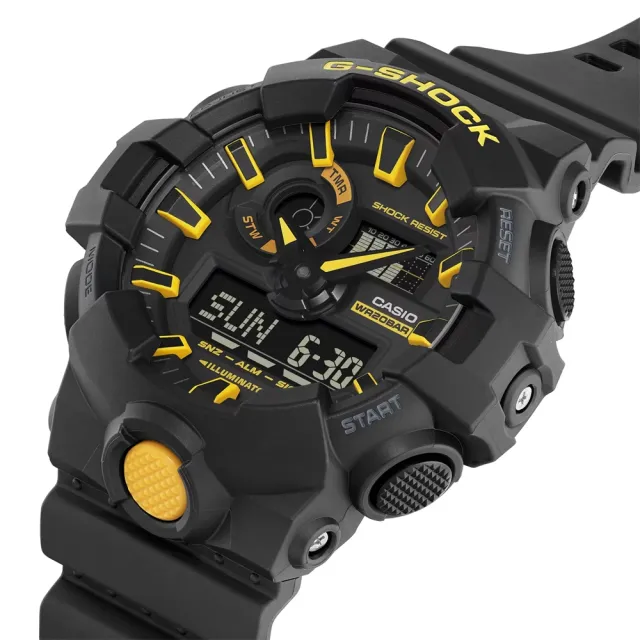 【CASIO 卡西歐】G-SHOCK 酷炫  搶眼黑黃色 雙顯腕錶53.4 mm(GA-700CY-1A)