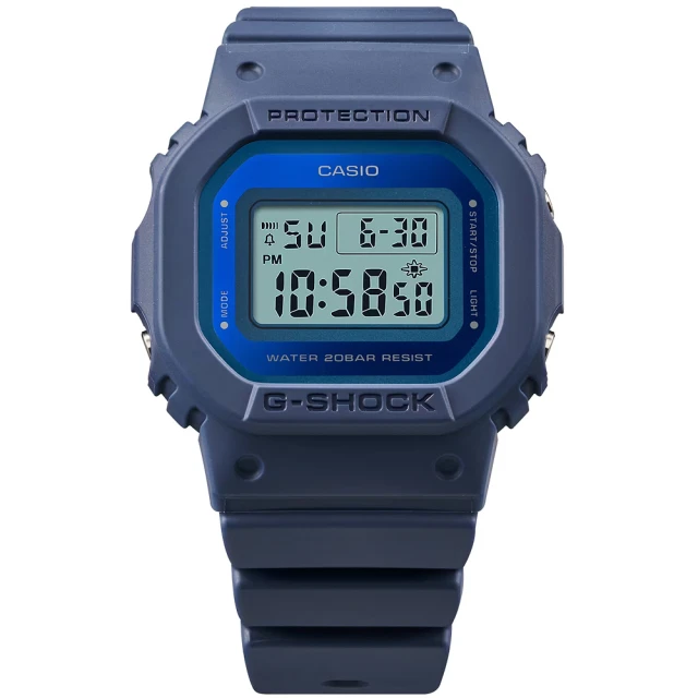 CASIO 卡西歐 G-SHOCK 纖薄精巧 個性簡約 金屬質感 藍 經典方型 40.5mm(GMD-S5600-2)