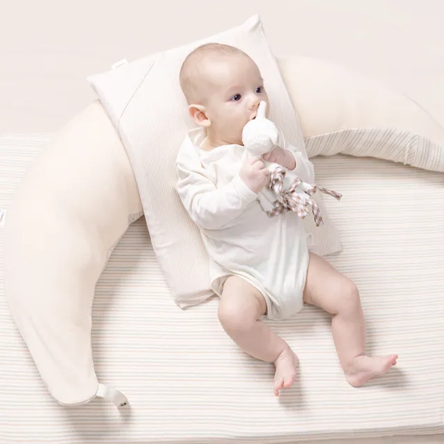 【Gennies 奇妮】智能恆溫抗菌月亮枕 媽媽枕 孕婦枕 哺乳枕(原棉雙枕套組)