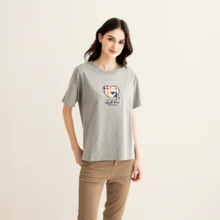 【Arnold Palmer 雨傘】女裝-胸前心形品牌LOGO刺繡T恤(灰色)