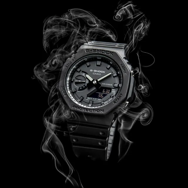 【CASIO 卡西歐】G-SHOCK 八角形錶殼 全黑 電子錶(GA-2100-1A1)