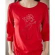 【Deep Red】深紅 596010 女性時尚燙鑽長袖上衣