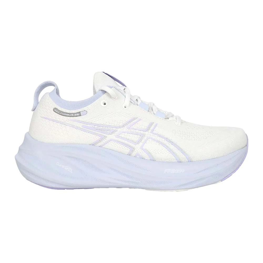 【asics 亞瑟士】GEL-NIMBUS 26 女慢跑鞋-運動 亞瑟士 白淺紫(1012B601-100)