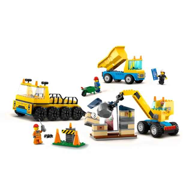 【LEGO 樂高】城市系列 60391 工程卡車和拆除起重機(工程車 兒童積木 DIY積木)