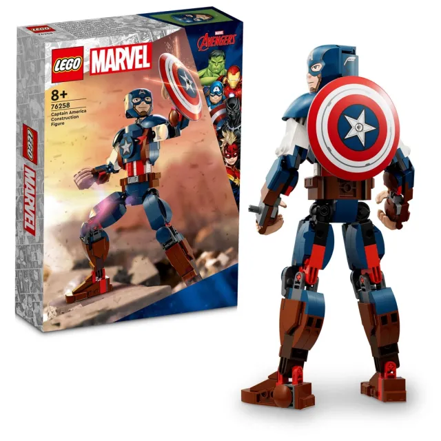 【LEGO 樂高】Marvel超級英雄系列 76258 Captain America Construction Figure(美國隊長 可動人偶 禮物)