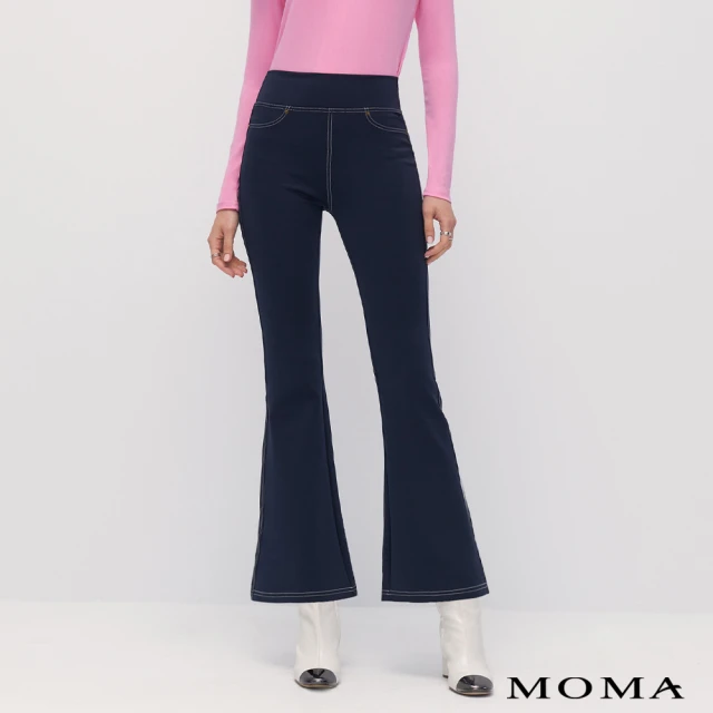 【MOMA】時尚超彈瘦腿微喇叭褲(兩色)