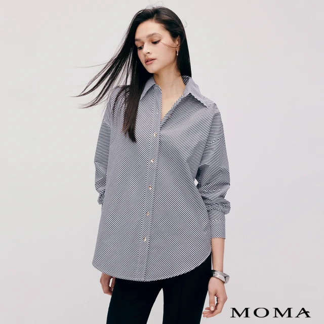 MOMA 設計感剪裁斜紋襯衫(黑色)