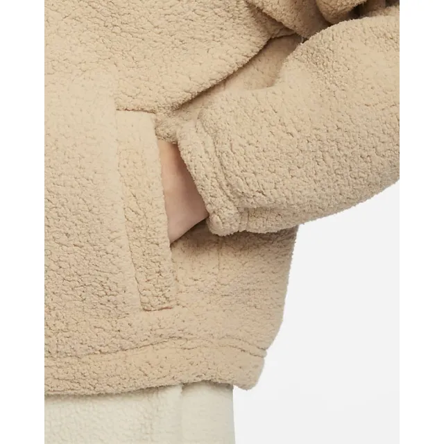 【NIKE 耐吉】刷毛外套 休閒 AS W NSW COLLARED SHERPA  JKT 女 麻黄(FB8708200)