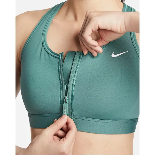 【NIKE 耐吉】Dri-FIT  運動內衣 中強度支撐 訓練 AS W NK DF SWOOSH PDED FZ BRA 女款 海岸藍(FN2732361)