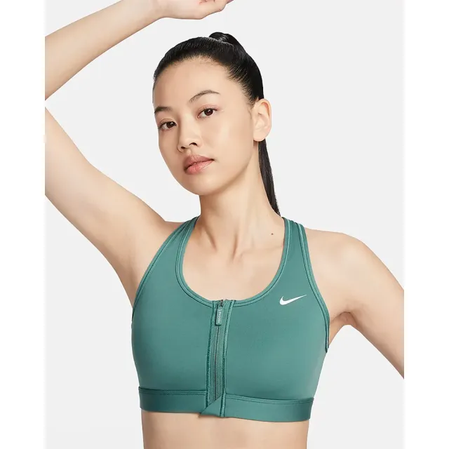 【NIKE 耐吉】Dri-FIT  運動內衣 中強度支撐 訓練 AS W NK DF SWOOSH PDED FZ BRA 女款 海岸藍(FN2732361)