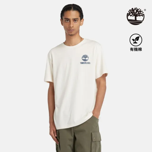 【Timberland】男款白色背面 Logo 短袖T恤(A42Q5CR3)