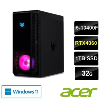 ACER 宏碁Acer 宏碁 24型電競螢幕組★i5 RTX4060電競電腦(PO3-650/i5-13400F/32G/1TB SSD/RTX4060/W11)